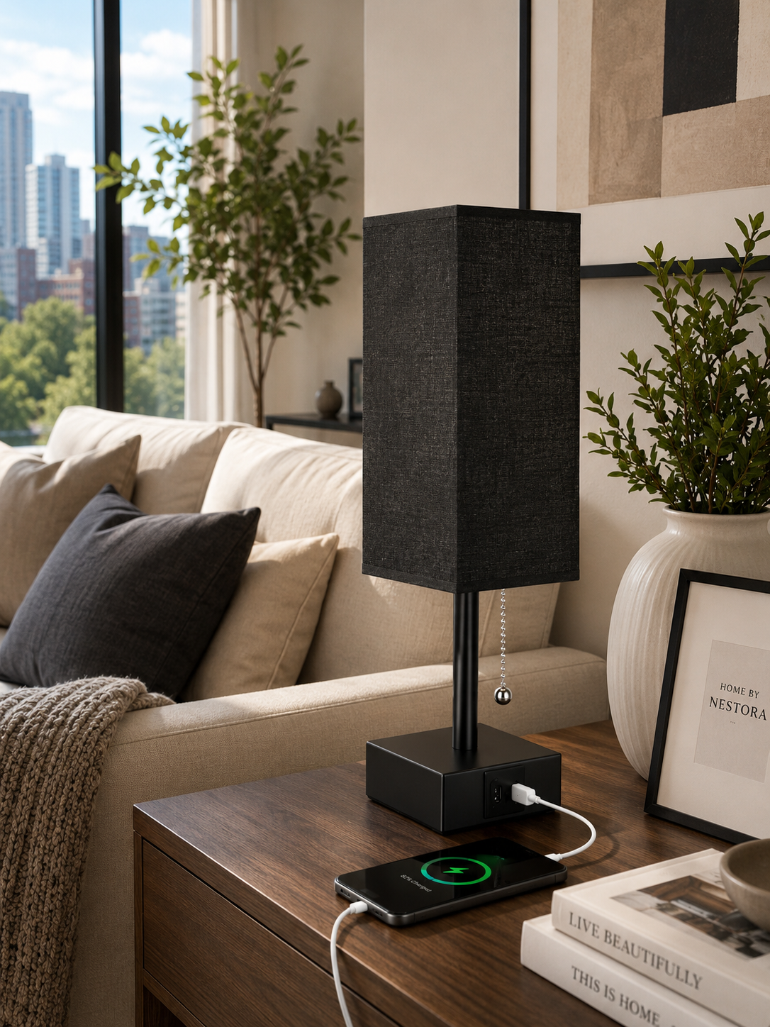 LumiFrame™ Solid Wood Bedside Lamp