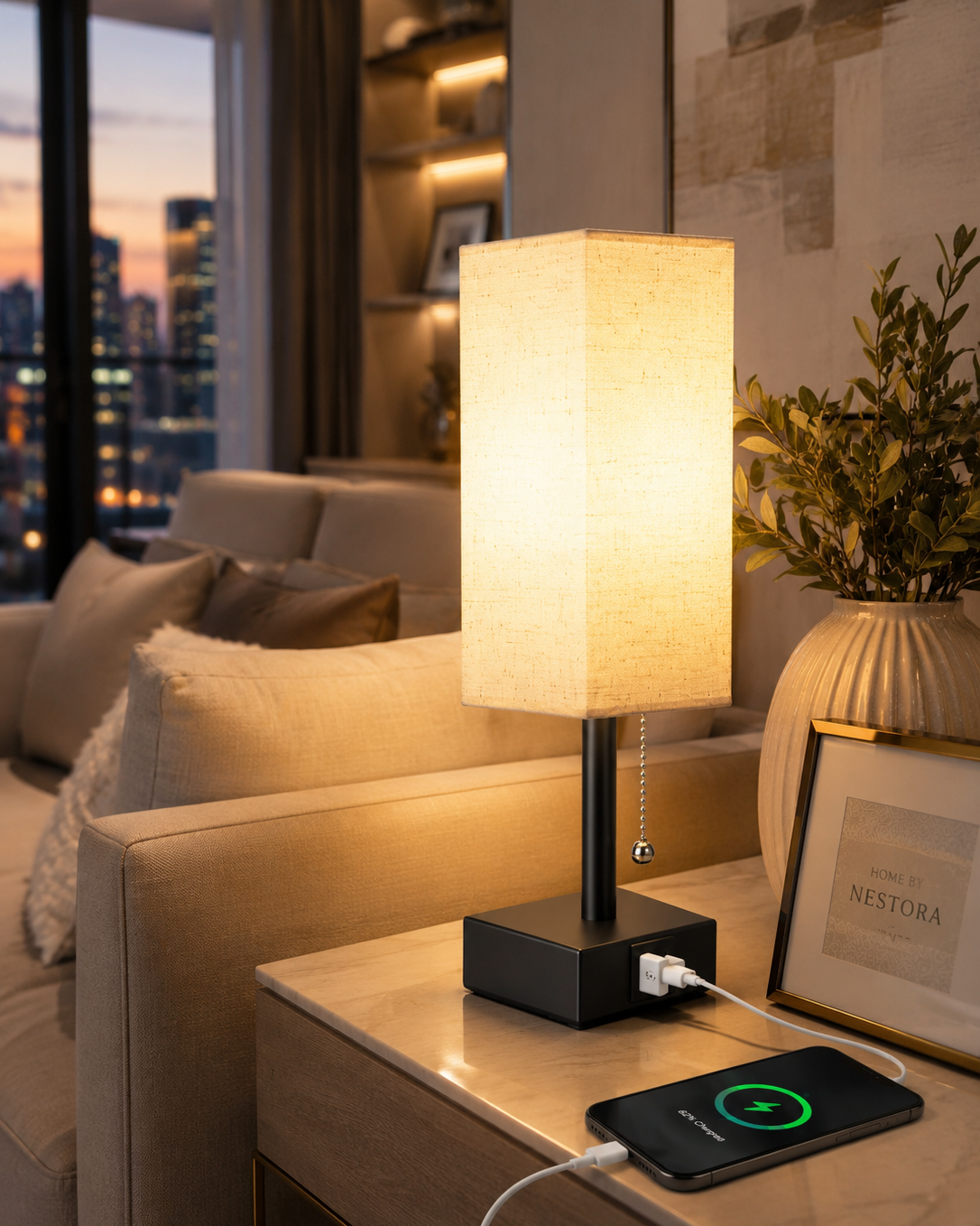 LumiFrame™ Solid Wood Bedside Lamp
