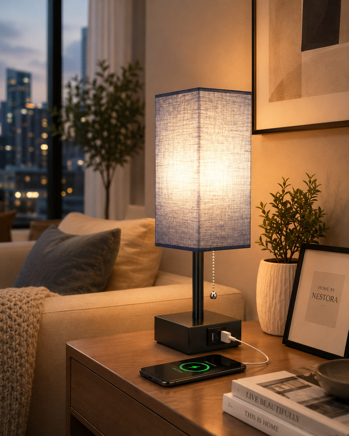 LumiFrame™ Solid Wood Bedside Lamp