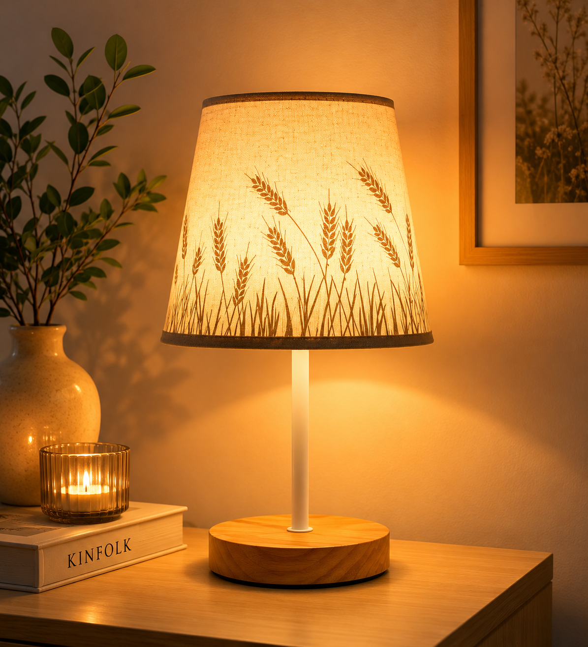 LumiLinen™ Solid Wood Bedside Lamp