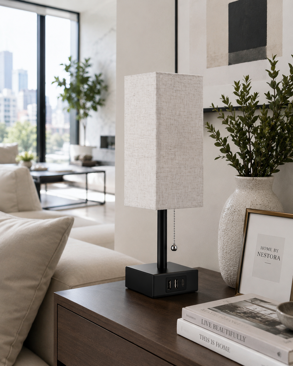 LumiFrame™ Solid Wood Bedside Lamp