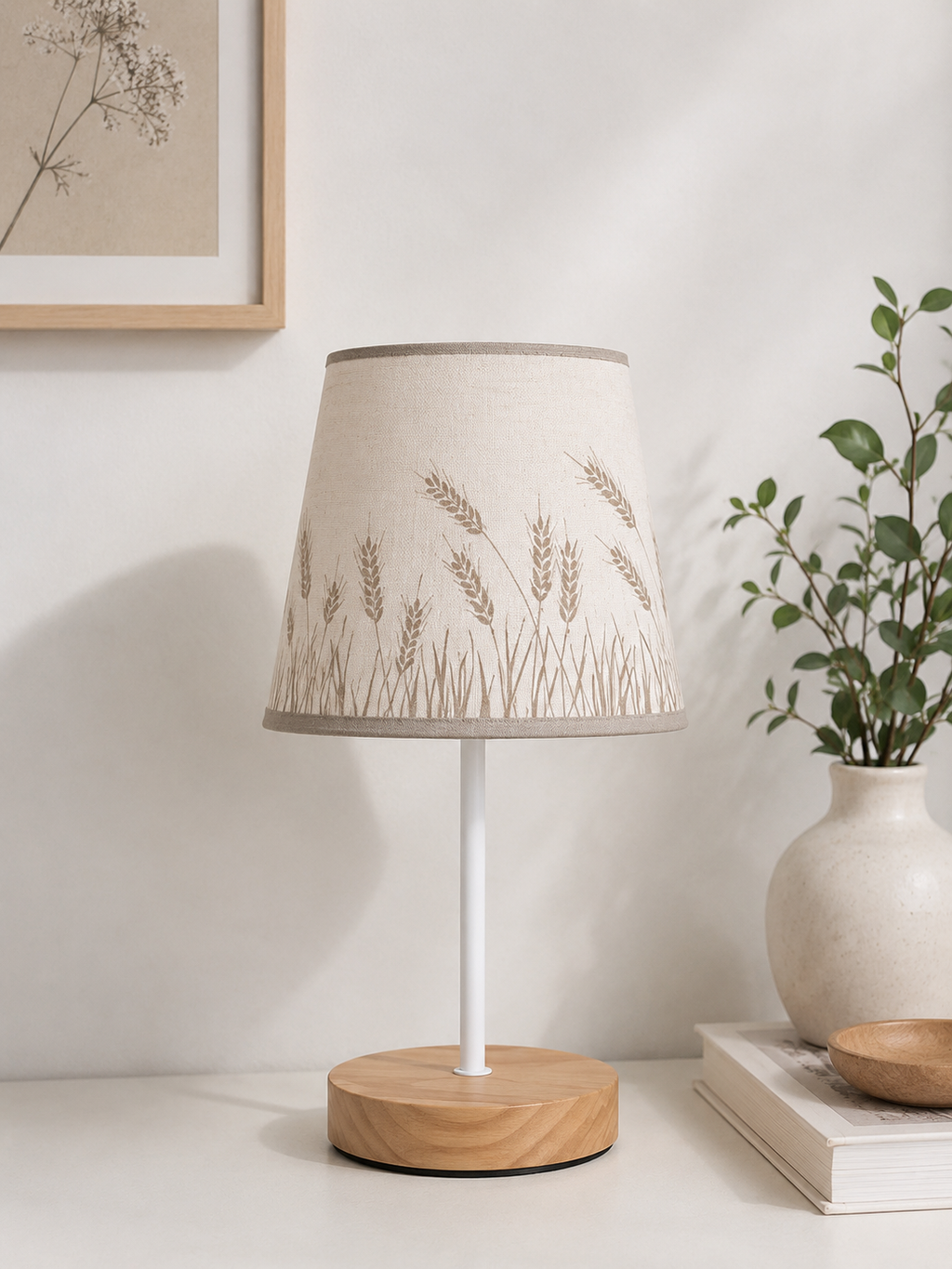 LumiLinen™ Solid Wood Bedside Lamp