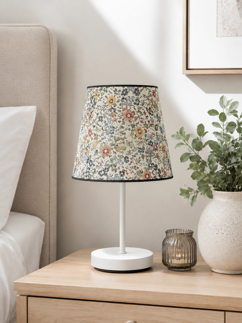 LumiLinen™ Solid Wood Bedside Lamp