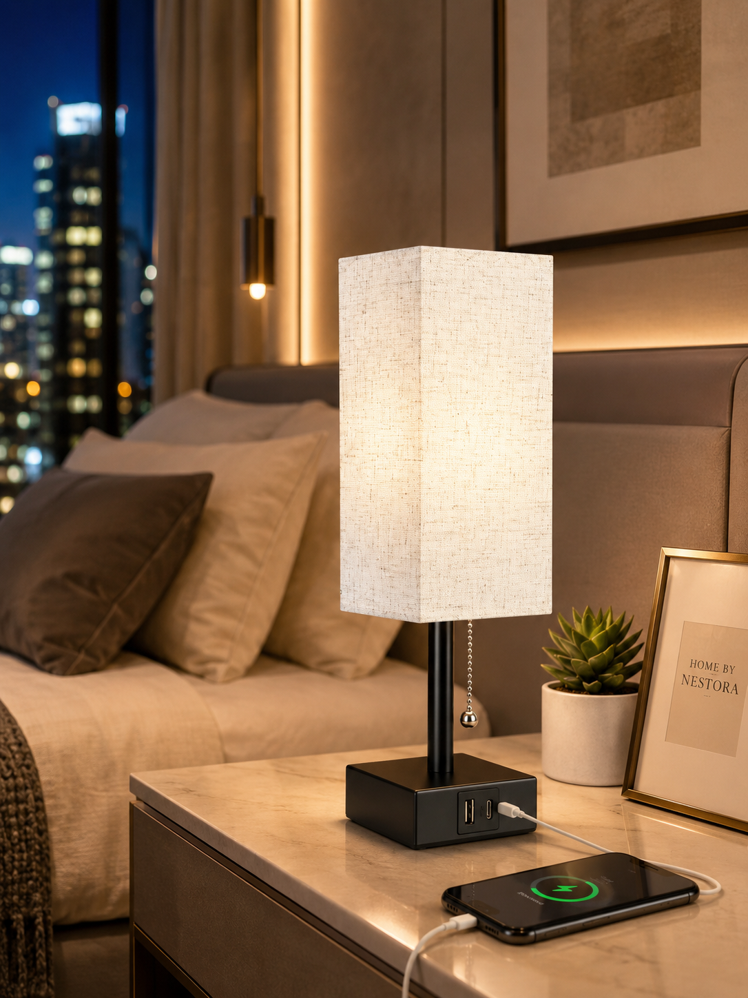LumiFrame™ Solid Wood Bedside Lamp
