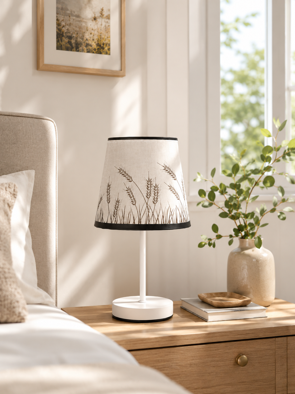 LumiLinen™ Solid Wood Bedside Lamp