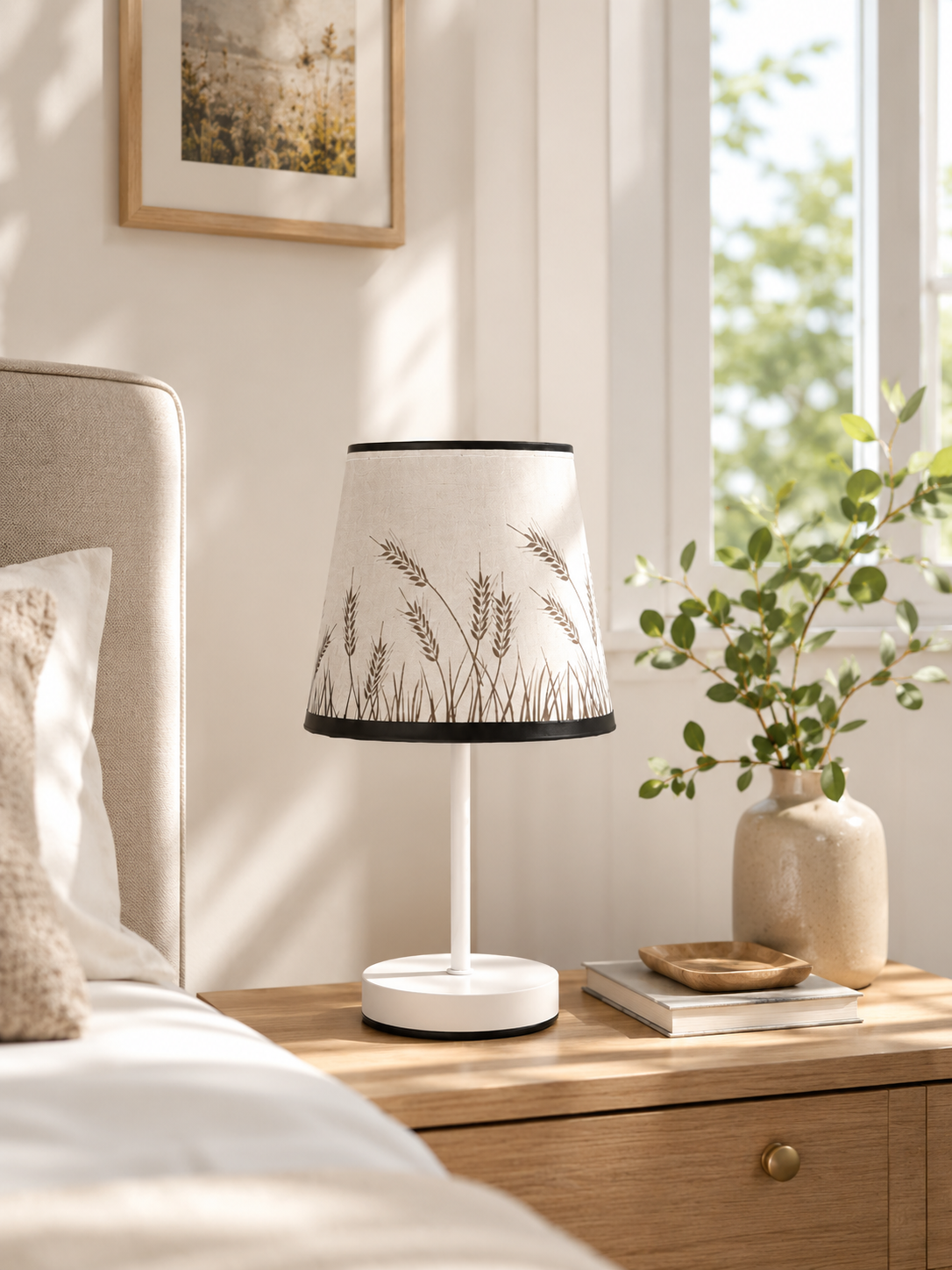 LumiLinen™ Solid Wood Bedside Lamp