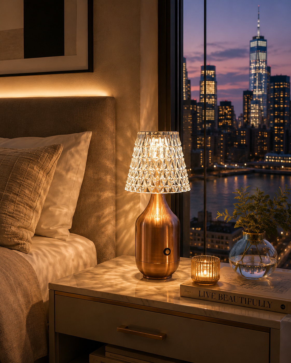 Nestora™ CrystalAura Table Lamp