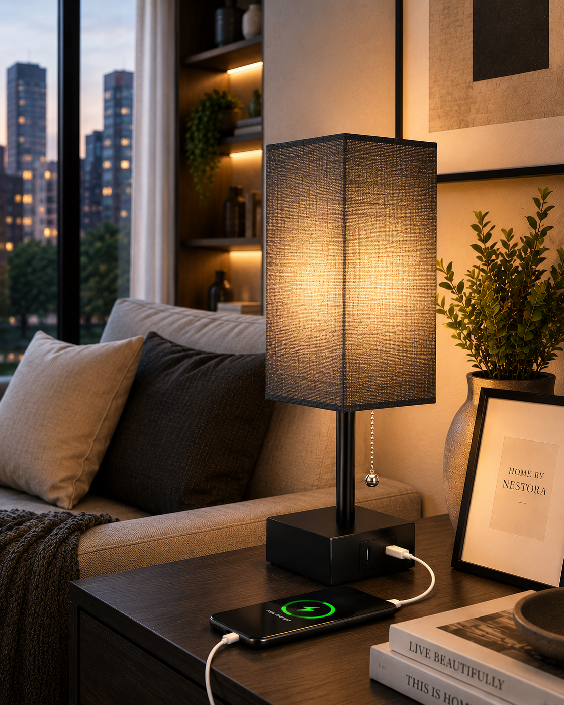 LumiFrame™ Solid Wood Bedside Lamp
