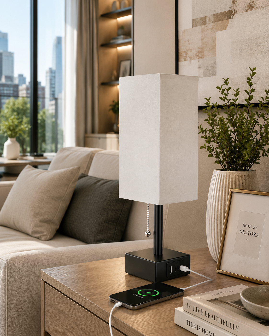 LumiFrame™ Solid Wood Bedside Lamp