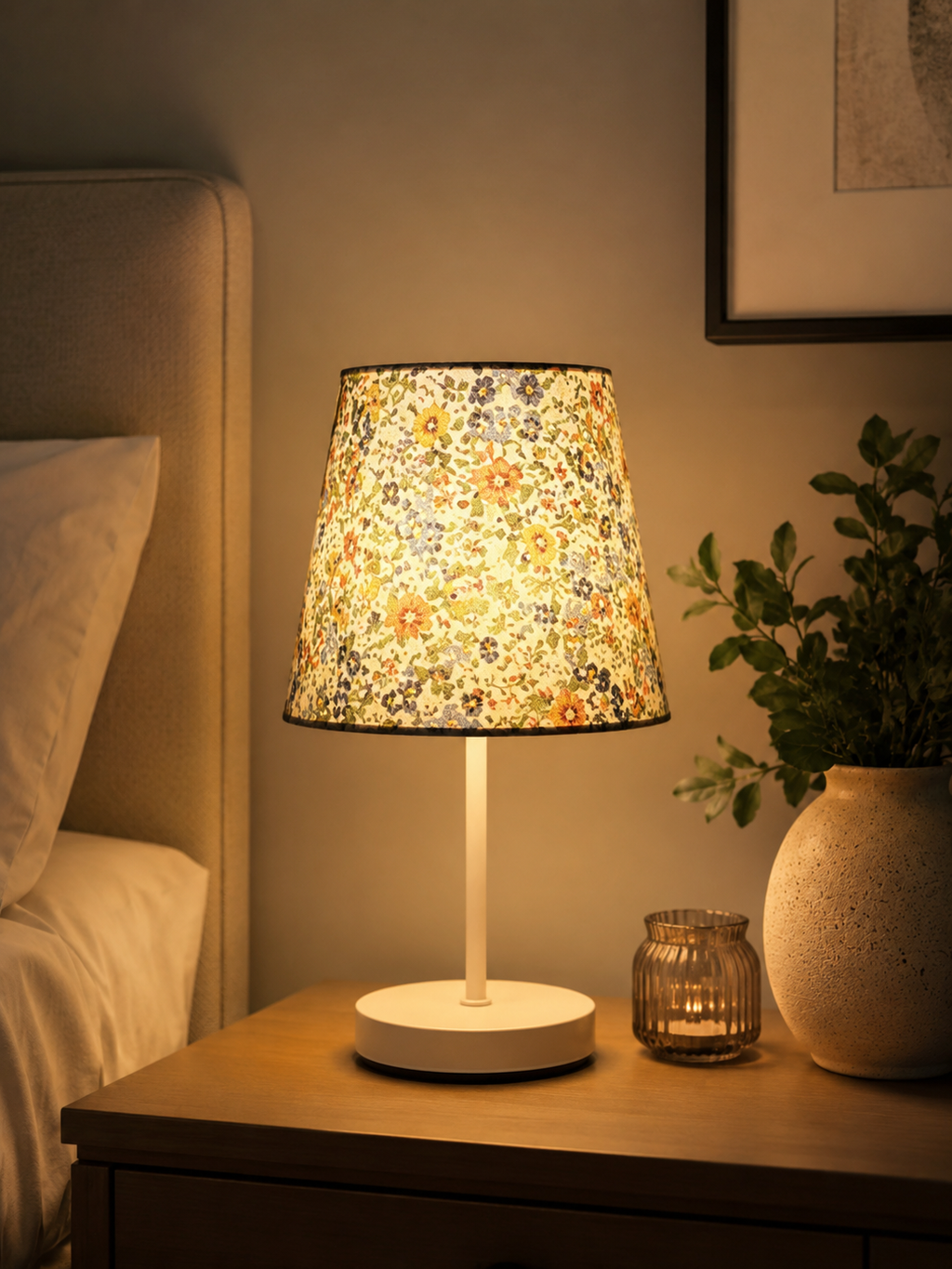 LumiLinen™ Solid Wood Bedside Lamp