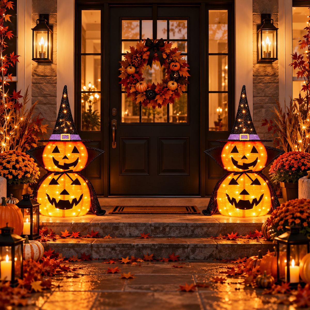 Halloween Glow Pumpkin Duo™ – 2-Piece 3FT Lighted Decor Set
