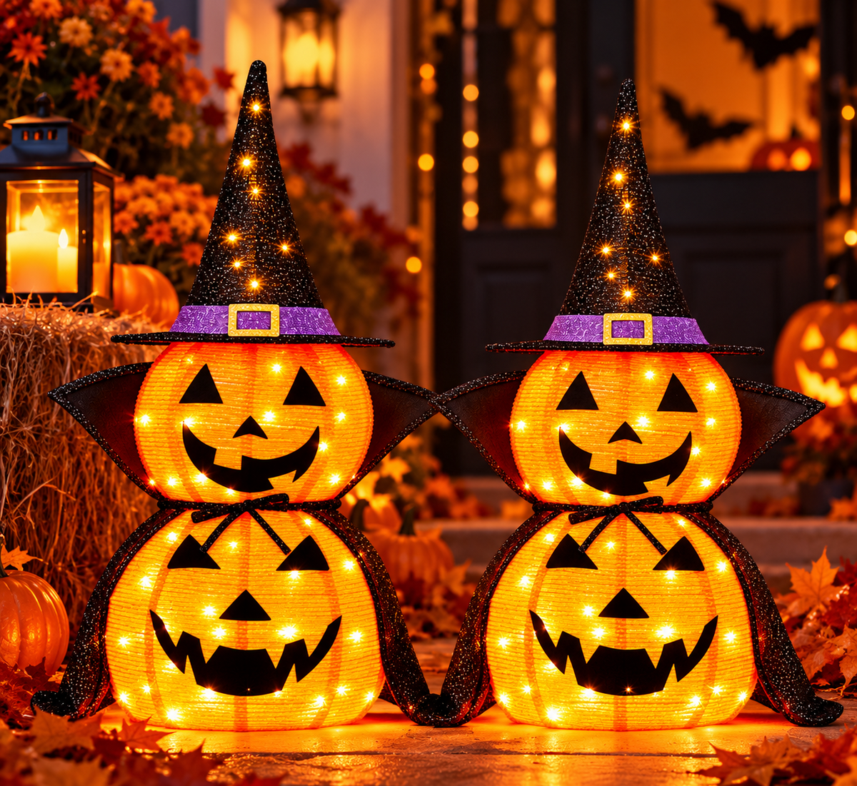 Halloween Glow Pumpkin Duo™ – 2-Piece 3FT Lighted Decor Set