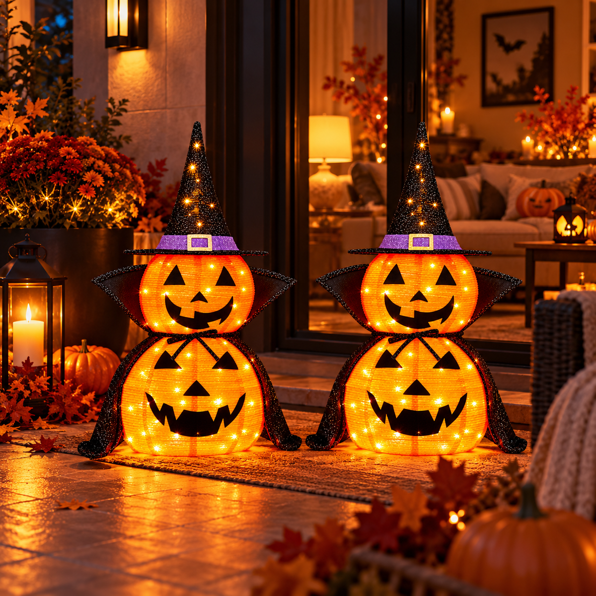 Halloween Glow Pumpkin Duo™ – 2-Piece 3FT Lighted Decor Set