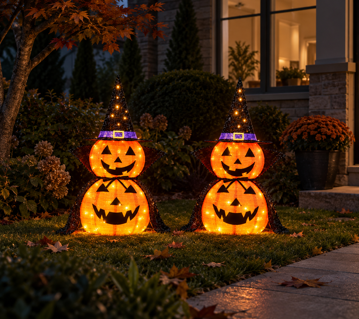 Halloween Glow Pumpkin Duo™ – 2-Piece 3FT Lighted Decor Set