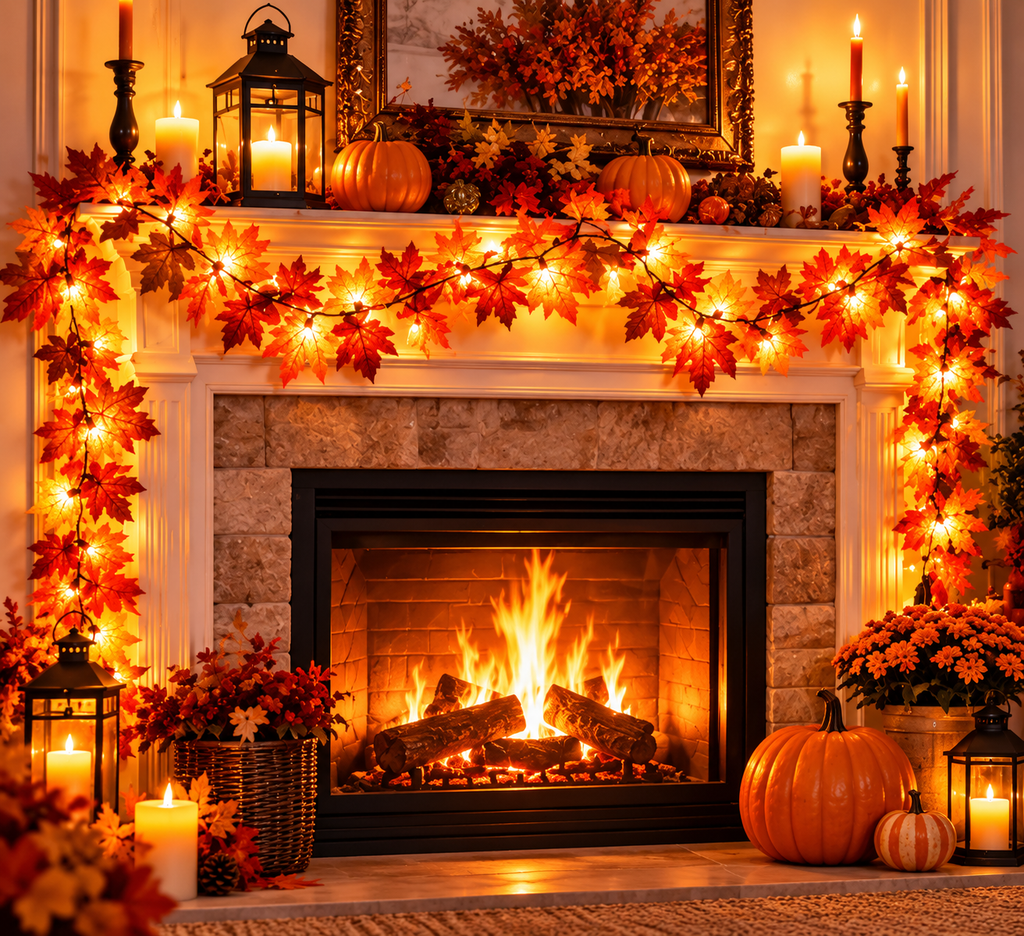 Nestora™ Autumn Glow Garland Set – 3-Pack 30FT LED Maple Leaves