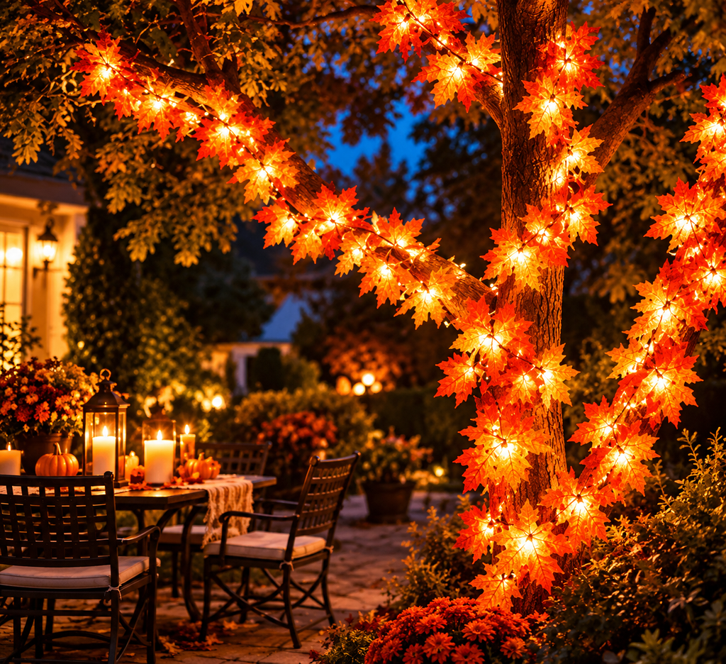 Nestora™ Autumn Glow Garland Set – 3-Pack 30FT LED Maple Leaves