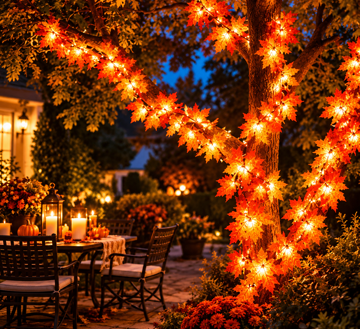 Nestora™ Autumn Glow Garland Set – 3-Pack 30FT LED Maple Leaves