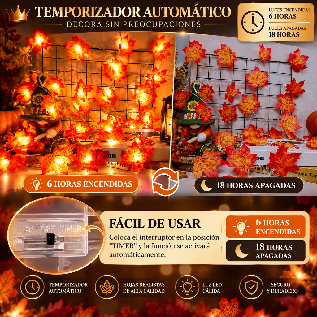 Nestora™ Autumn Glow Garland Set – 3-Pack 30FT LED Maple Leaves