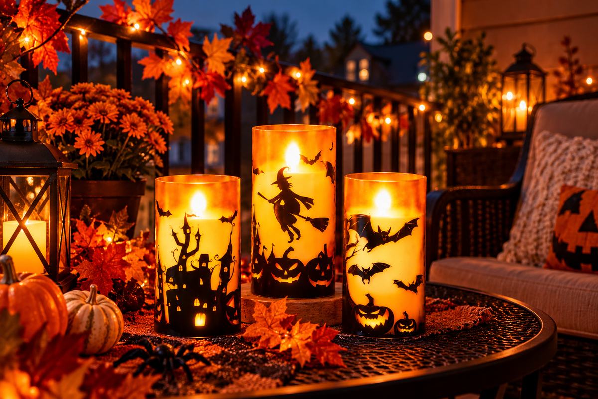 Nestora™ Haunted Glow Candle Trio – 3-Piece LED Halloween Candle Set