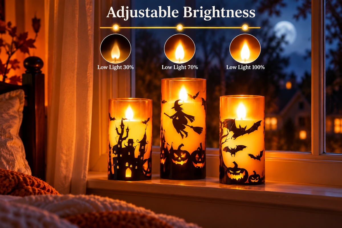 Nestora™ Haunted Glow Candle Trio – 3-Piece LED Halloween Candle Set